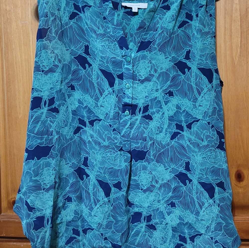 Stitchfix 41Hawthorn Sleeveless Top in Green/navy Size Large
